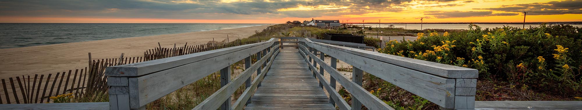 A quiet Long Island beach at sunset