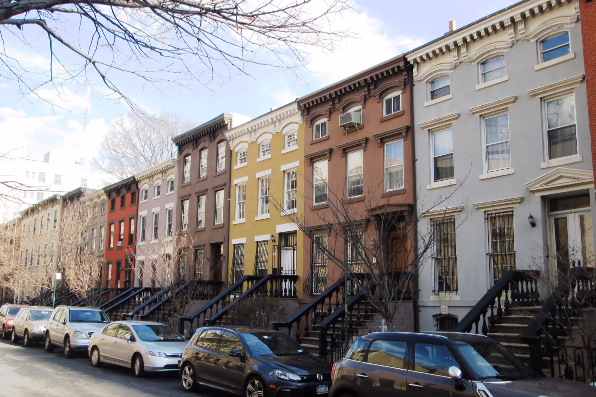 A row of townhouses along St. Felix Street in Fort Greene