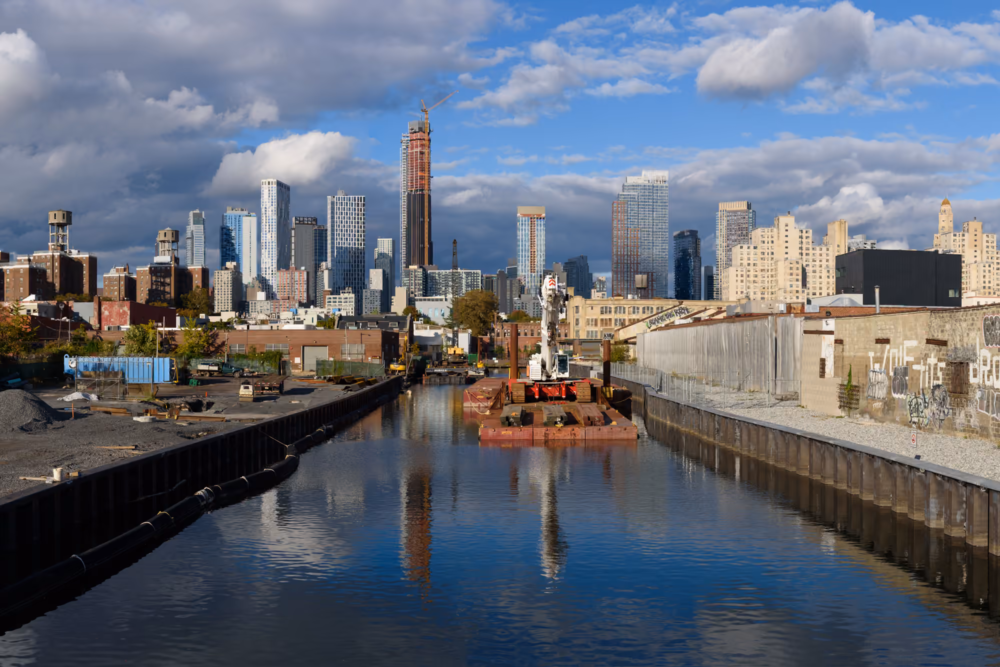 Gowanus Canal and the Brooklyn skyline from the Union Street Bridge