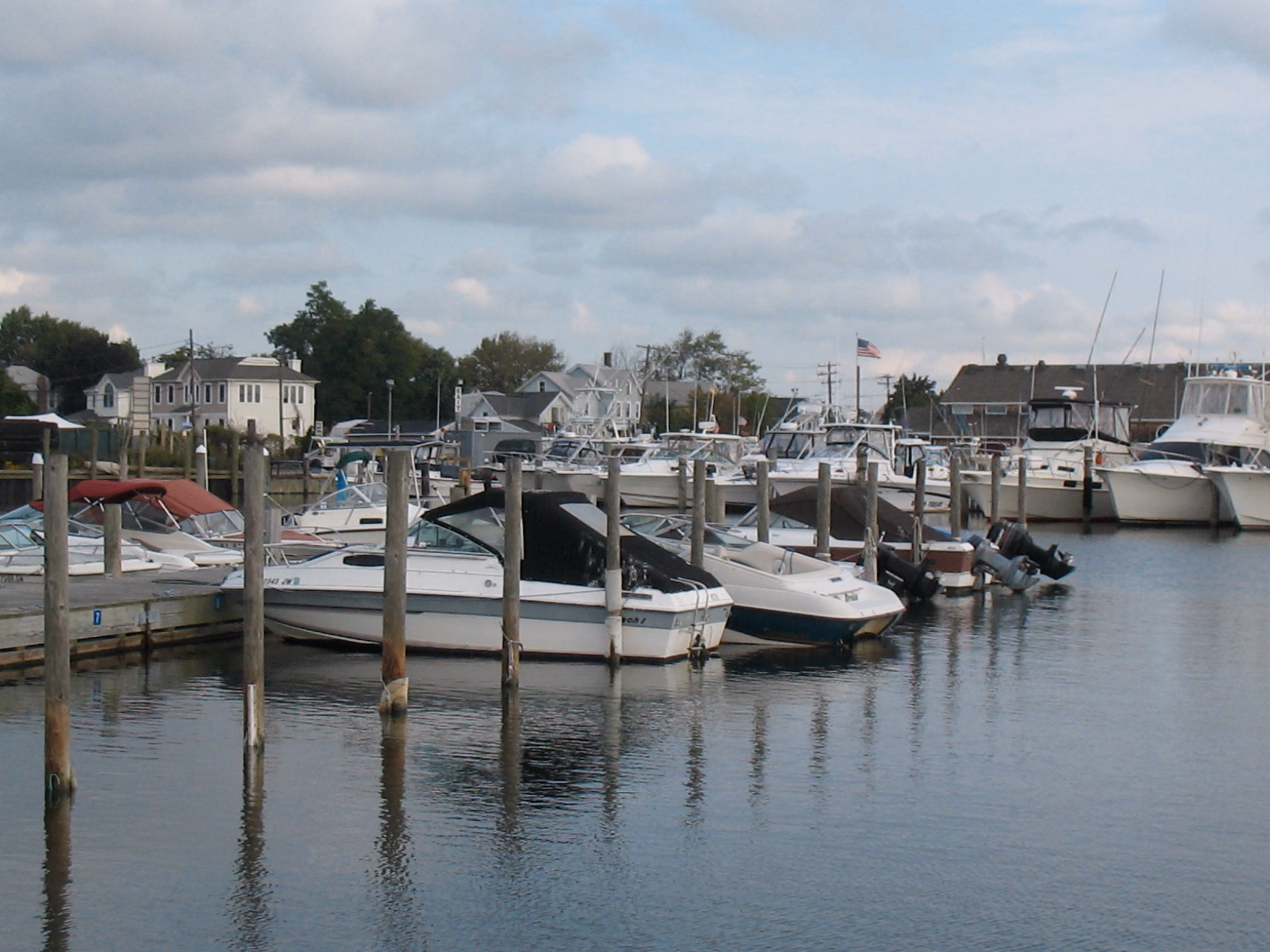 Boats moored at Bay Shore Marina