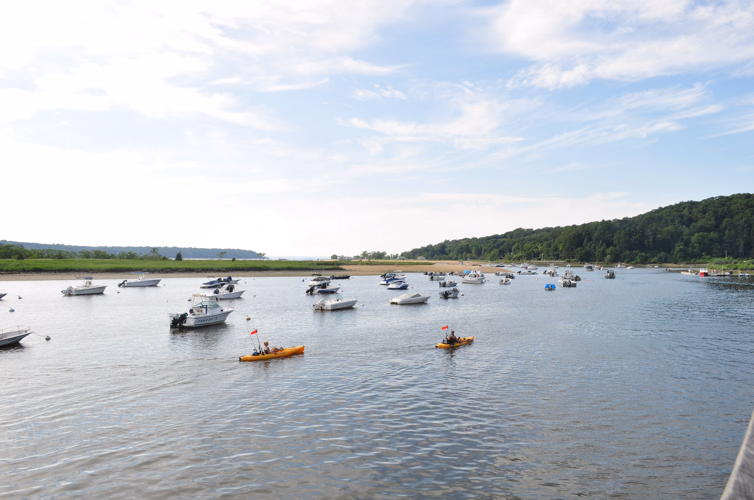 Boats moored in Cold Spring Harbor, New York