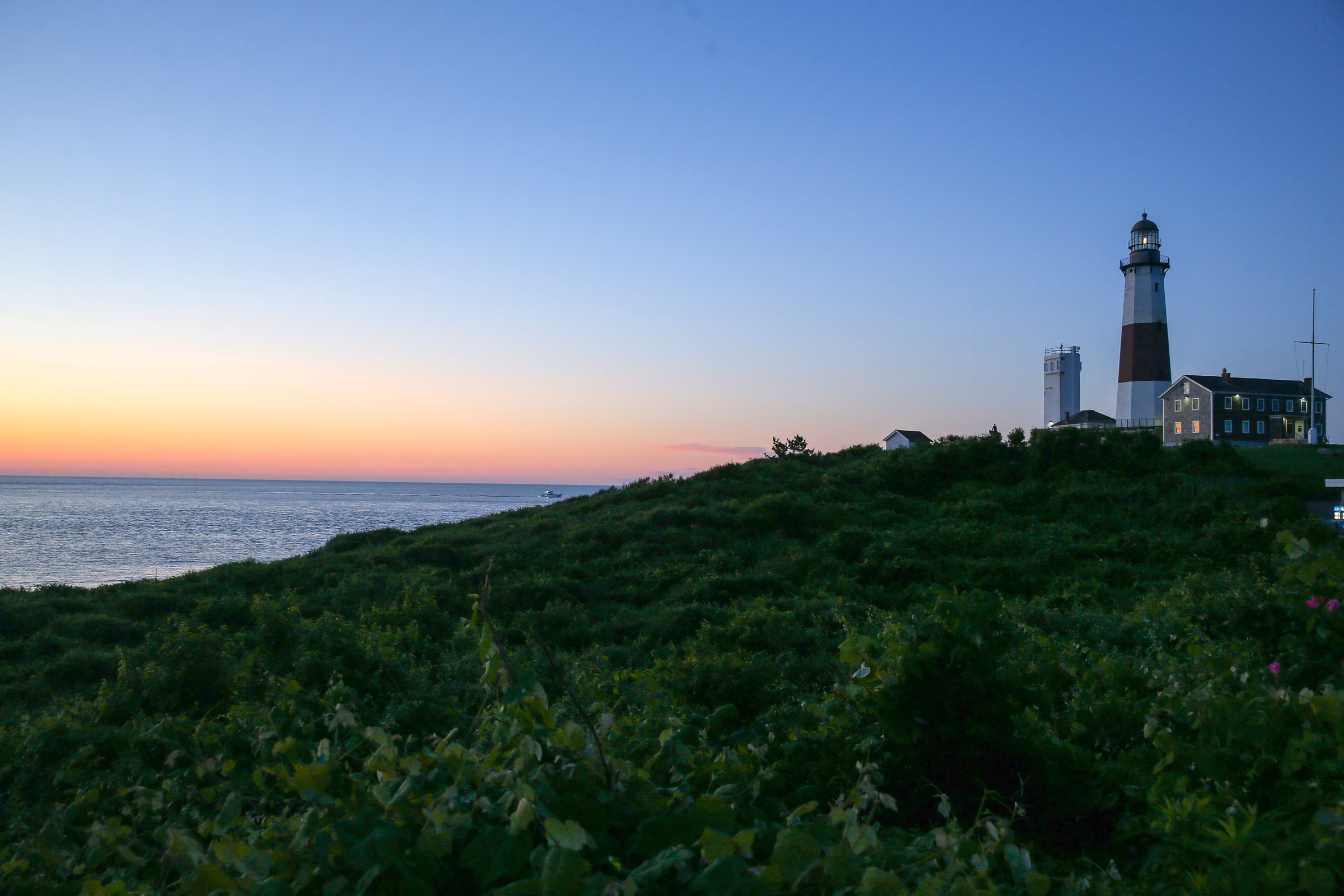 Montauk Point Lighthouse above the Atlantic at sunrise