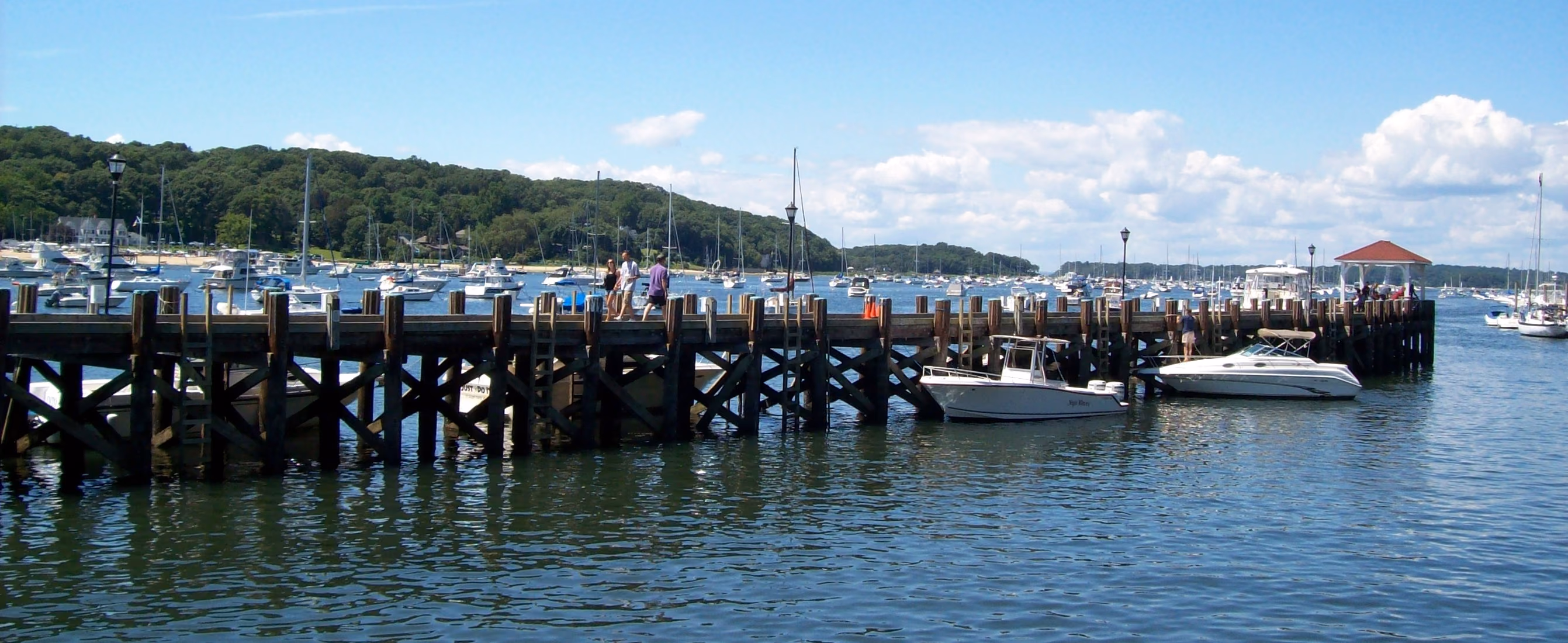 Northport Harbor dock beside the village park in Northport, New York