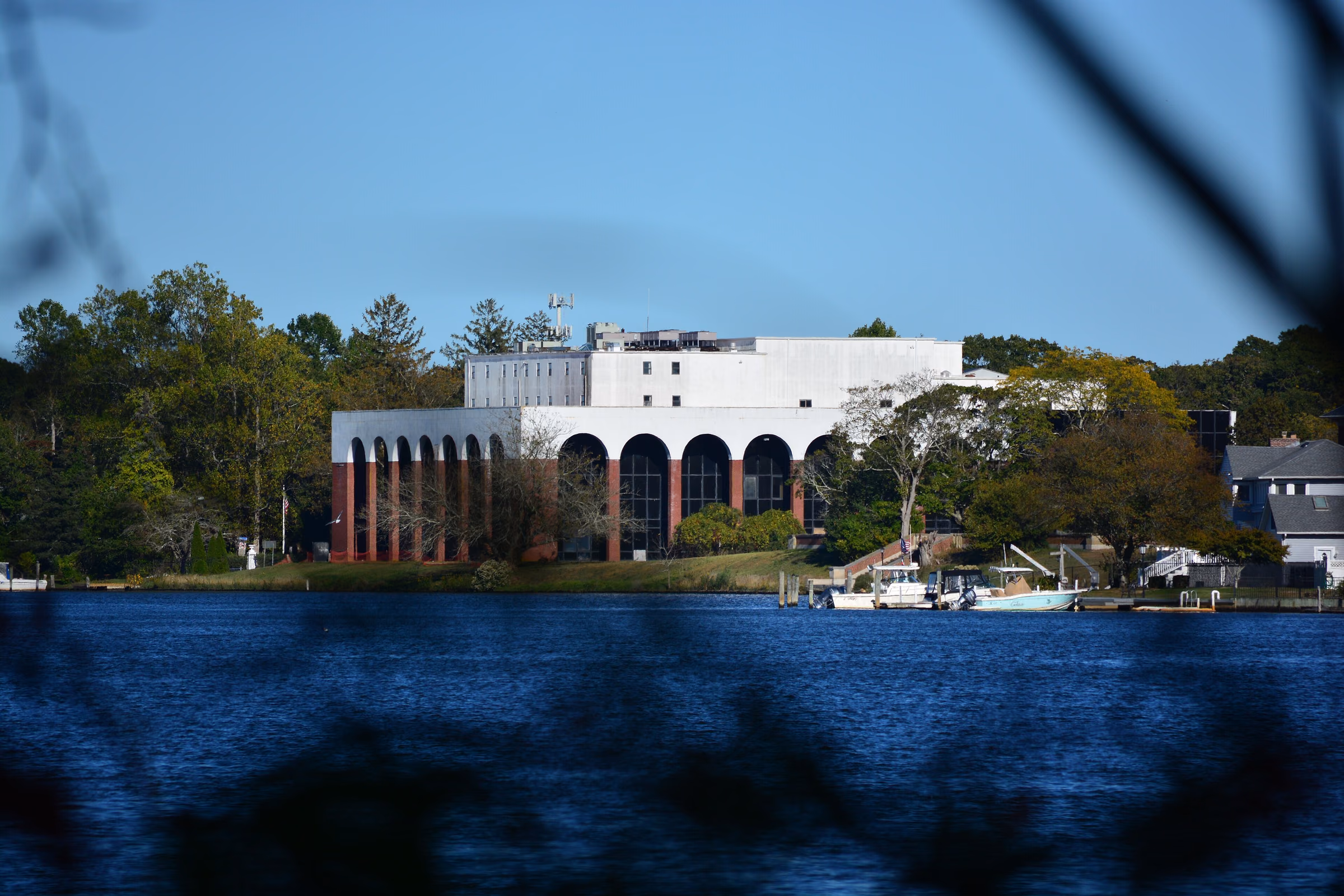 Former Dowling College library on the Connetquot River in Oakdale