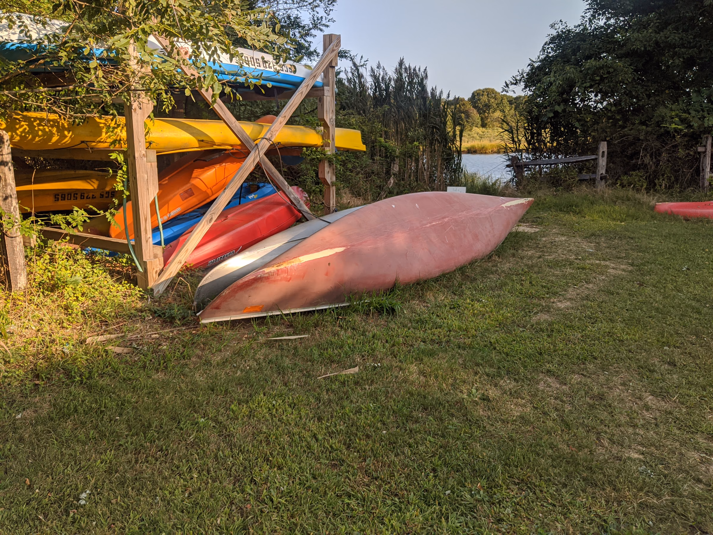 Kayaks on the grounds of Springs General Store