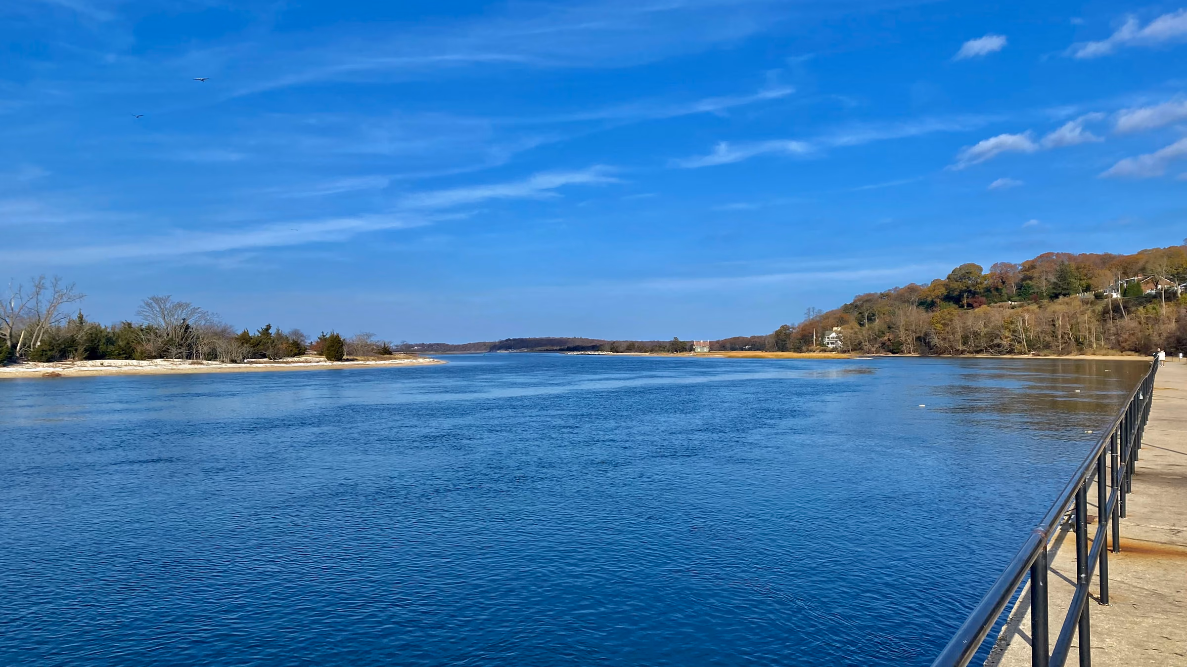 Waterfront promenade and Youngs Island in Stony Brook, New York