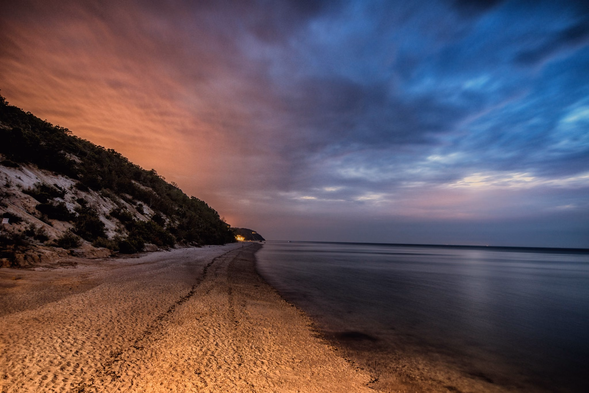 Sunset at Wildwood State Park beach in Wading River, New York