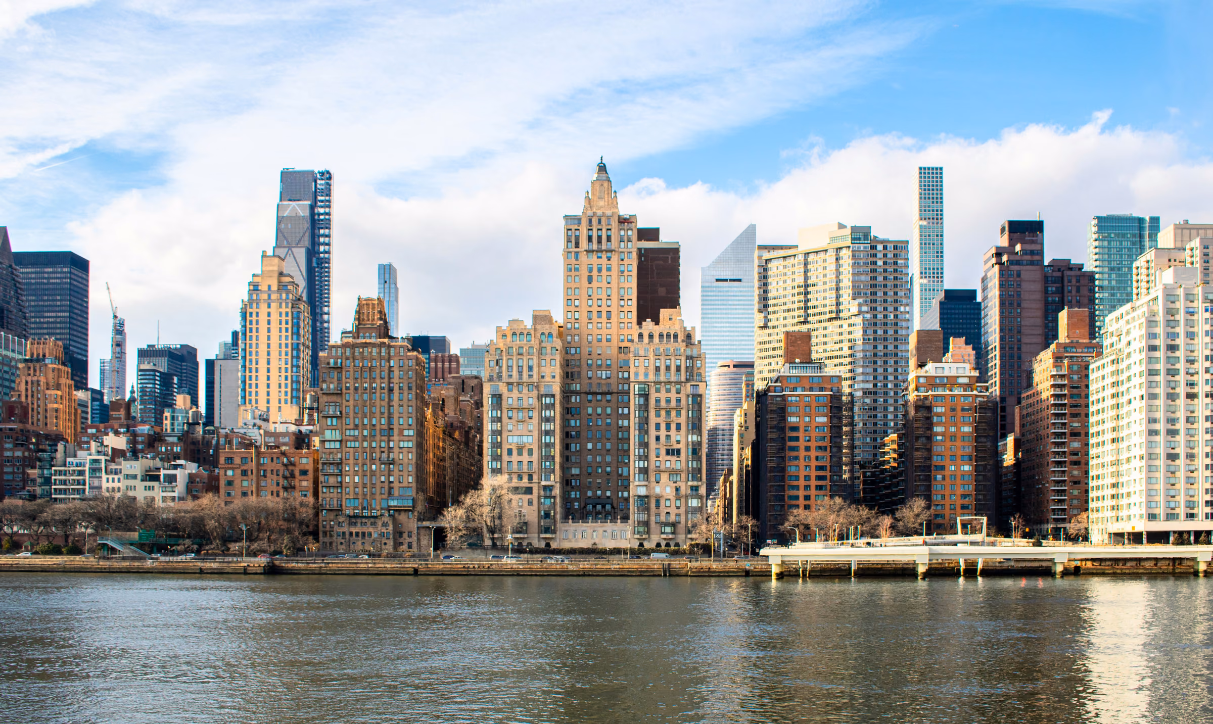 Sutton Place waterfront skyline across the East River