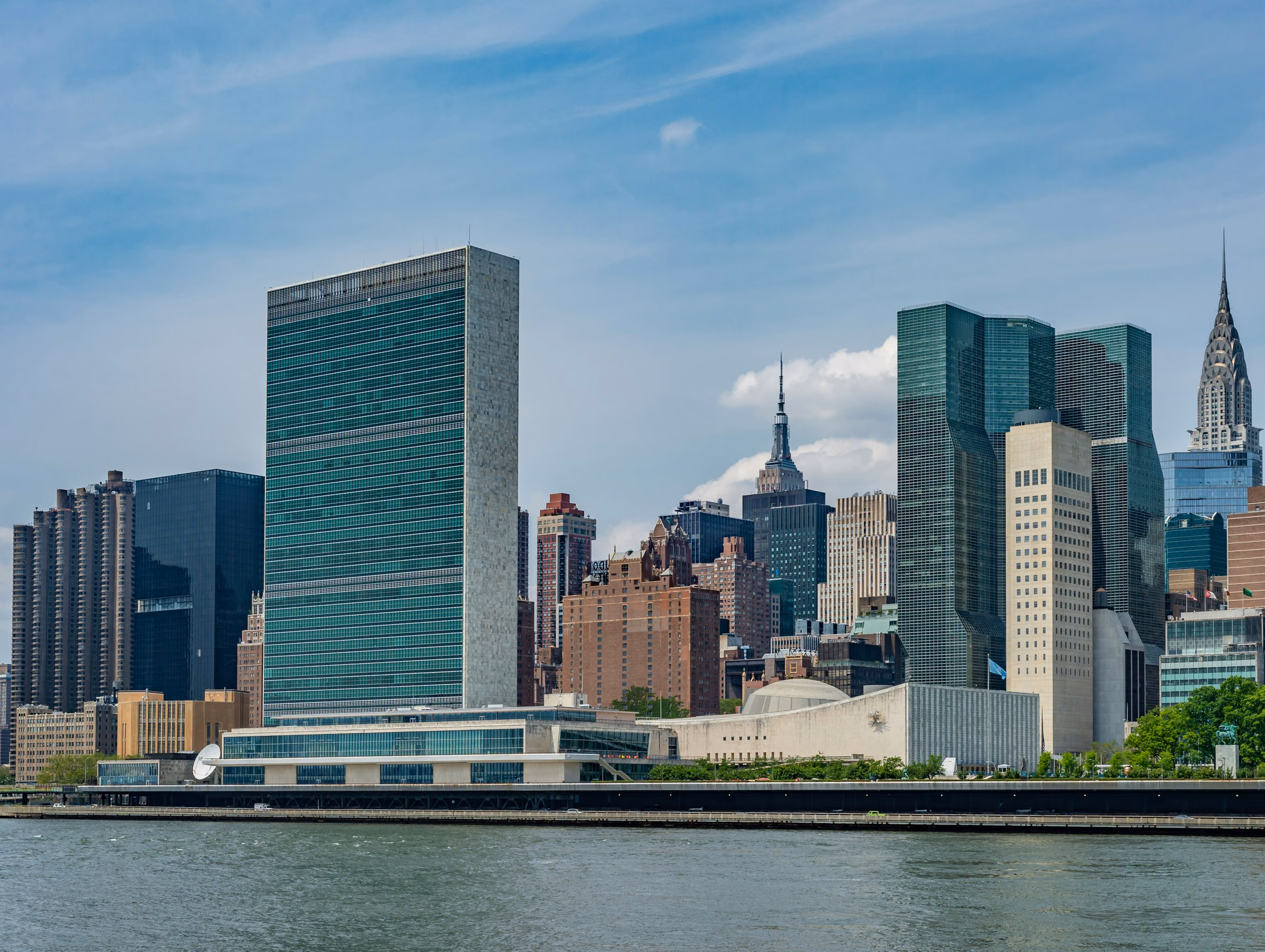 United Nations Headquarters and Turtle Bay skyline from the East River
