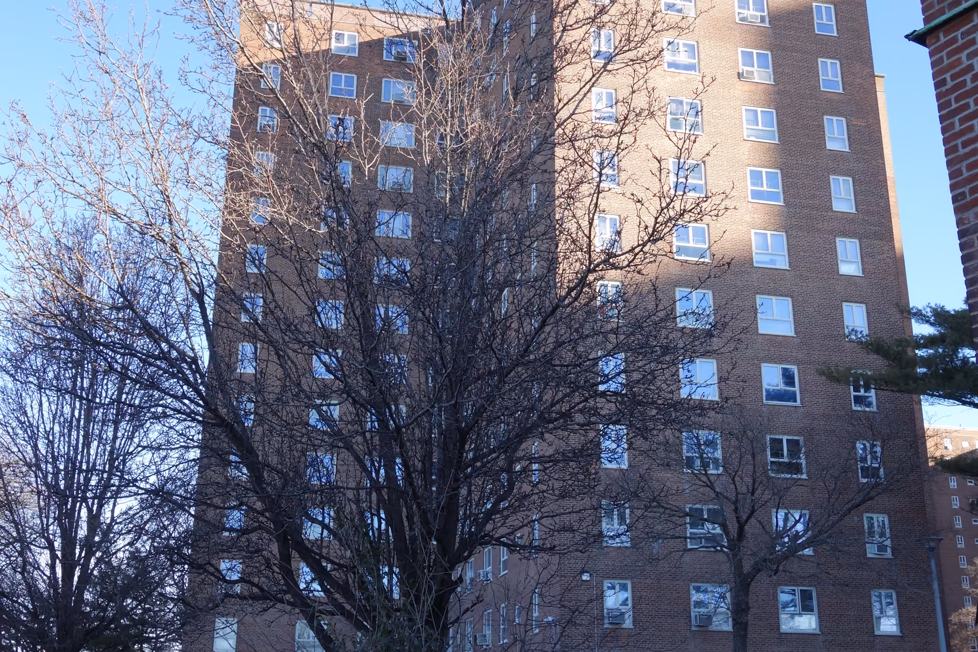 Residential apartment buildings in the Fresh Meadows development