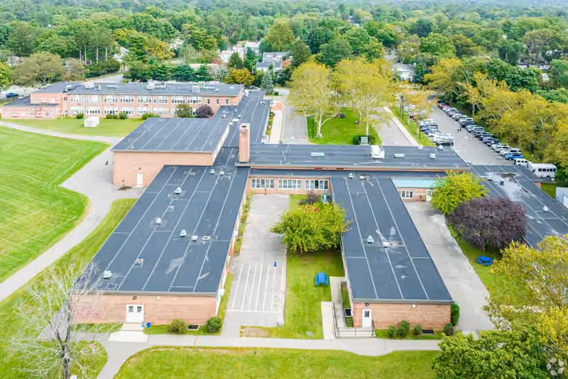 East Hills Elementary School campus aerial photograph